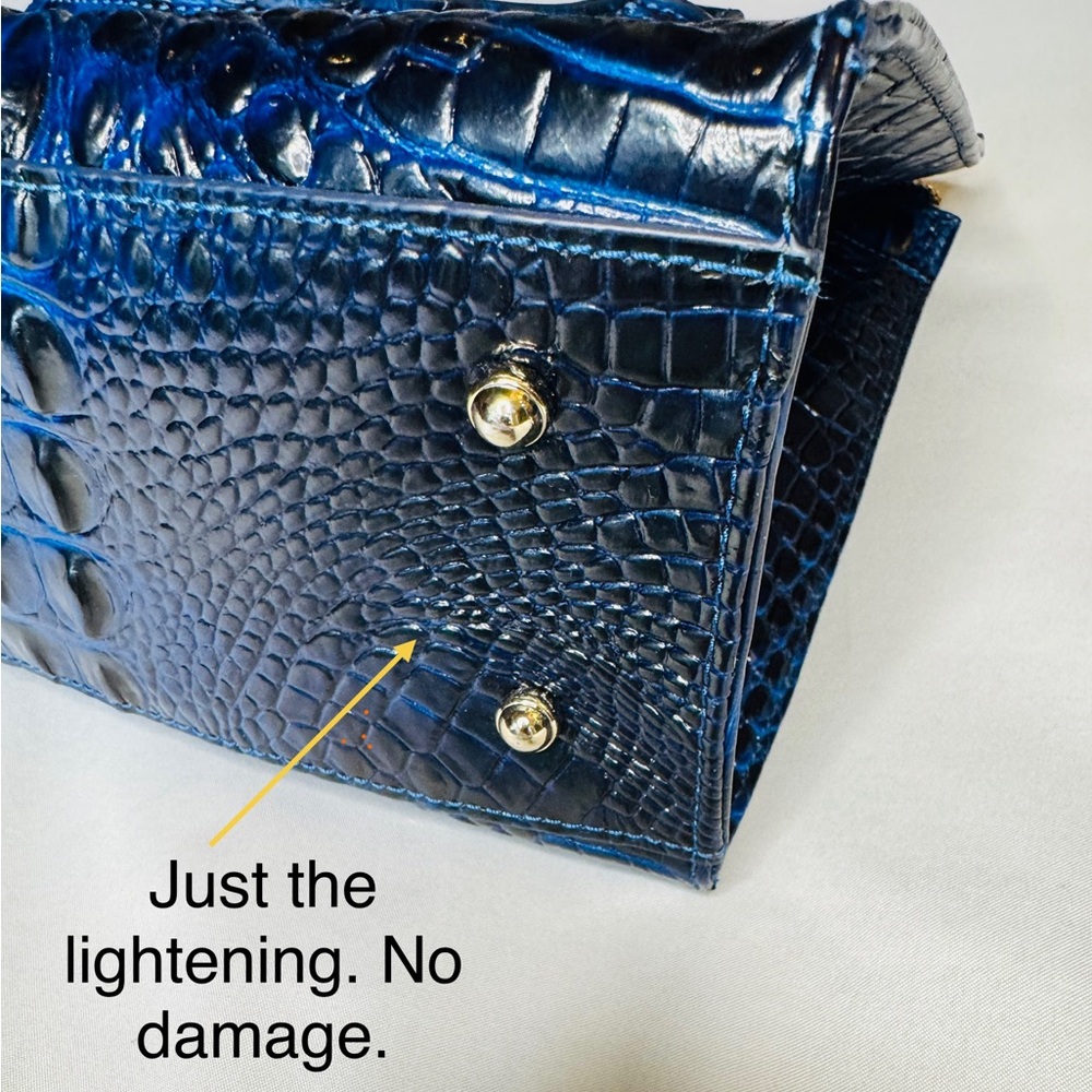 Brahmin Blue Croc-Embossed Satchel - Picture 6 of 10